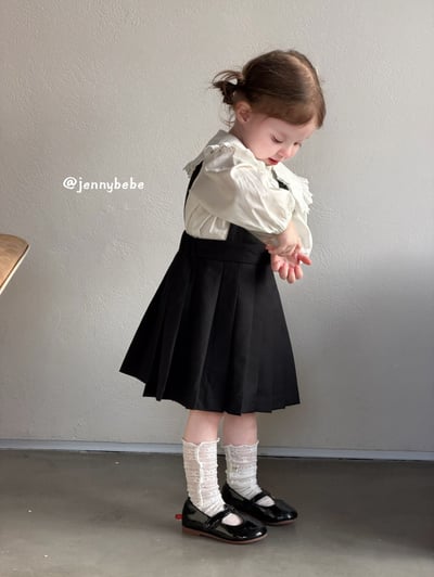 JE723｜(73-100cm) 蕾絲翻領襯衫/百褶吊帶裙6