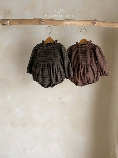 Monpetitbebe02｜(6m-18m) 荷葉立領格紋包屁衣10