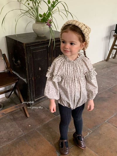 JE553｜(66-90cm) 花邊袖碎花包屁衣16