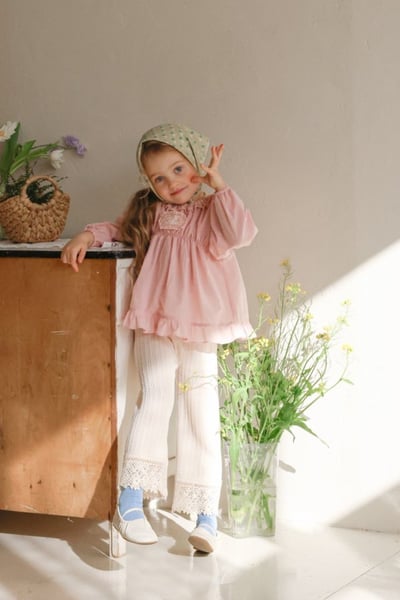 FLO18｜(75-140) 3色蕾絲滾邊直筒長褲21