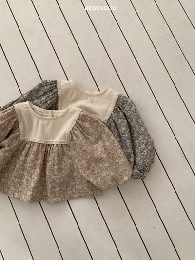 Bebe holic40｜(3m-18m) 春日碎花娃娃袖襯衫2