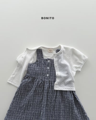 Bonito03｜(75cm-125cm) 2色田園格子吊帶洋裝11