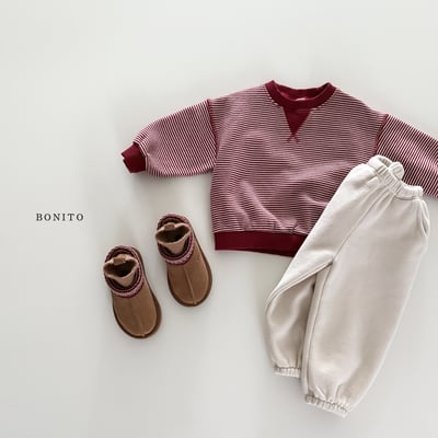 Bonito14｜(75cm-125cm) 條紋滾邊休閒上衣7