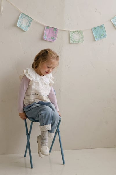 FLO55｜(75-140) 2色蕾絲可反摺牛仔褲17