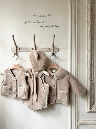 MONBEBE25｜(1y-6y) 滾邊刷毛翻領外套9