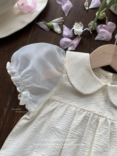 JE21｜(66-120cm) 赫本風網紗袖蝴蝶結包屁衣/洋裝21