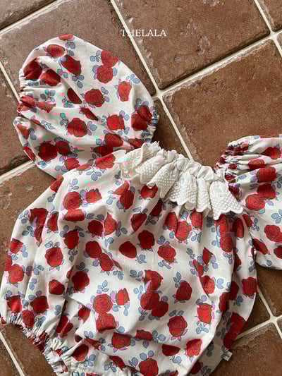 thelala54｜ (0m-18m) 玫瑰蕾絲方領包屁衣7