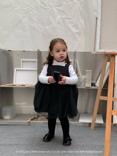 JE 418｜(80-110cm)  絎縫線蕾絲洋裝8