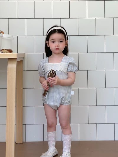 JE45｜(66-120cm) 水藍格紋包屁衣/洋裝11