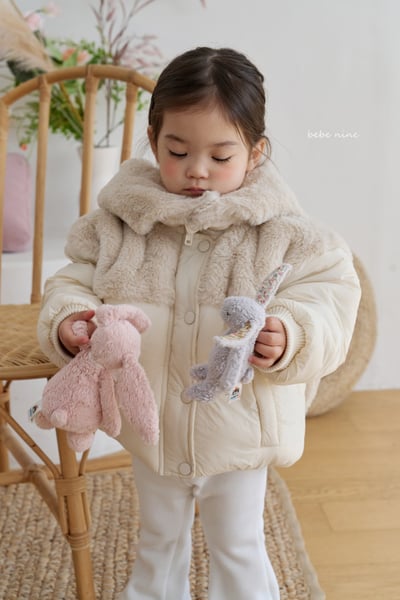 bebe nine36 (65cm-115cm) 2色刷毛暗釦拉鍊連帽小兔外套(帽可拆)9