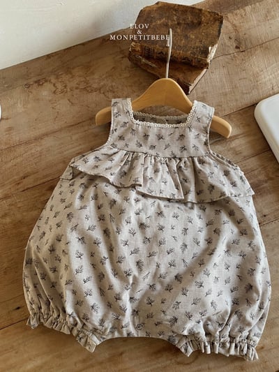 Mon petit03｜(66-90cm) 玫瑰碎花荷葉邊包屁衣10