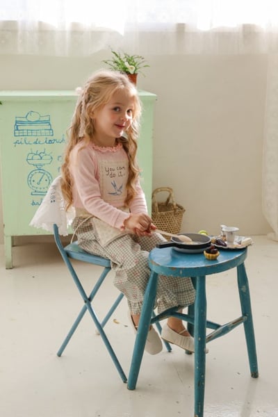 FLO35｜(75-140) 3色法式花布木耳邊上衣4