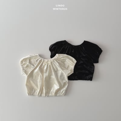 Lindo43｜(80cm-125cm) 絲絨抓皺短袖上衣7