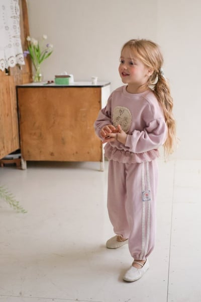 FLO45｜(75-140) 2色滾邊蕾絲縮口褲2