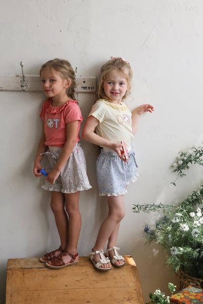 FLO32｜(75-140) 田園碎花荷葉滾邊短褲17