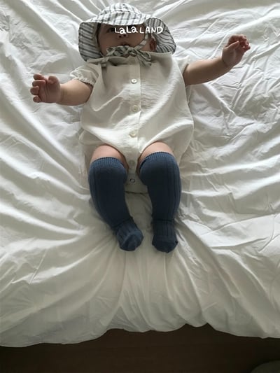 lala land26｜(3m-18m) 2色素面翻領包屁衣12