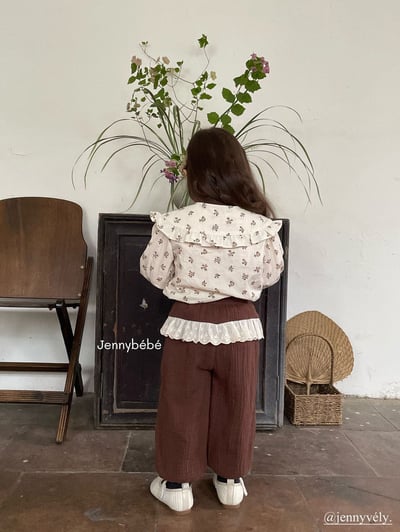 JE576｜(73-100cm) 花邊翻領碎花襯衫/棉紗花邊束口褲14