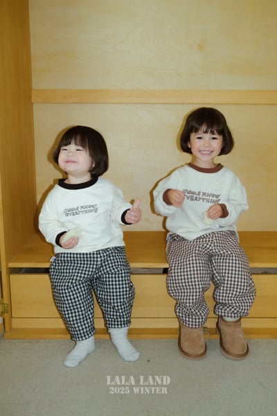 lala land42｜(60cm-83cm) 2色格紋內刷毛長褲10