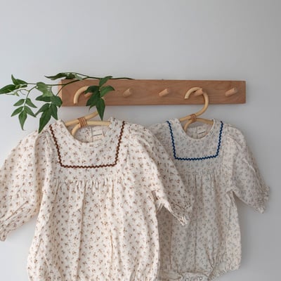 LEMONADE31｜(55cm-85cm) 2色碎花荷葉縮口袖包屁衣含帽子13