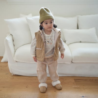 neneru35｜(85cm-125cm) 1色絎縫口袋連帽背心8