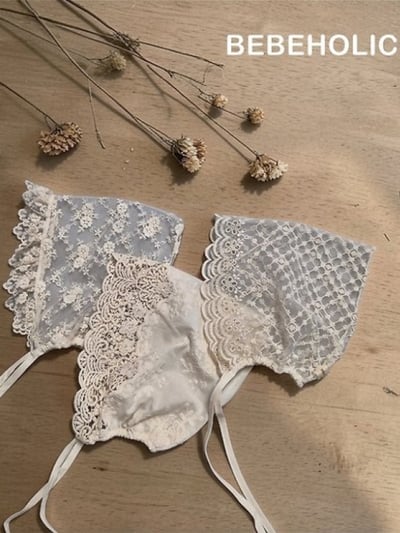 Bebe holic62｜(Free) 蕾絲花邊綁帶帽2