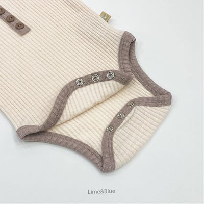 LIME&BLUE04｜(55-80cm)  素色鈕釦包屁衣23