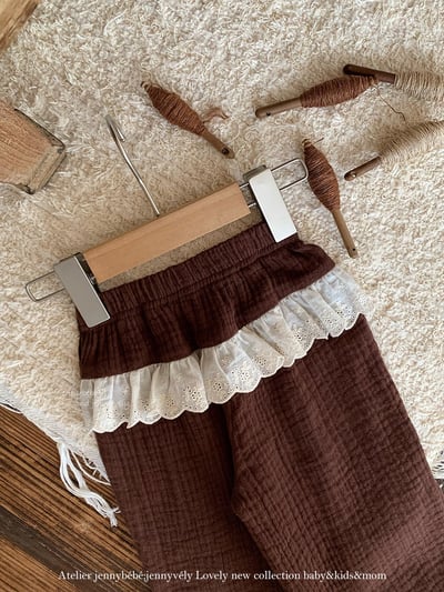 JE576｜(73-100cm) 花邊翻領碎花襯衫/棉紗花邊束口褲7