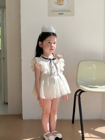 JE59｜(66-90cm) 蕾絲綁帶洋裝包屁衣13