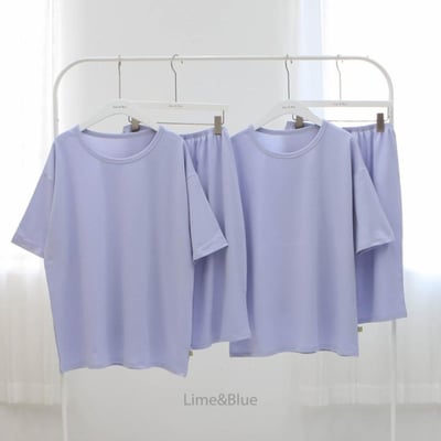 LIME&BLUE30｜(55-118cm MOM-DAD)  透氣素色親子套裝19