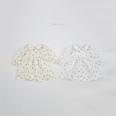 bebe nine24  (65-115) 2色滾邊領碎花洋裝10