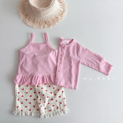 my_bebe33｜(80-120cm) 荷葉捲邊細肩背心10