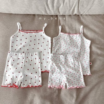 my_bebe24｜(80-120cm) 捲邊細肩家居服組16