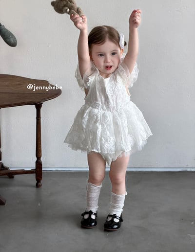 JE706｜(66-120cm) 玫瑰薄紗緞帶包屁衣/洋裝9