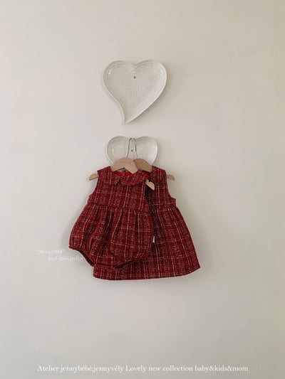 JE 656｜(66-90cm)  格紋翻領娃娃包屁衣2