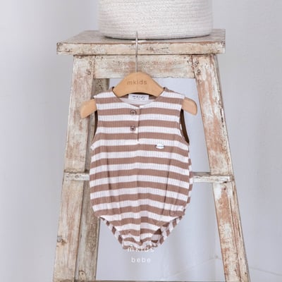 M-KIDS41｜(65-80cm) 條紋元標包屁衣9