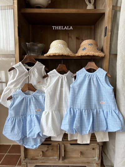 thelala66｜ (70-115) 壓紋無袖綁帶氣球洋裝9