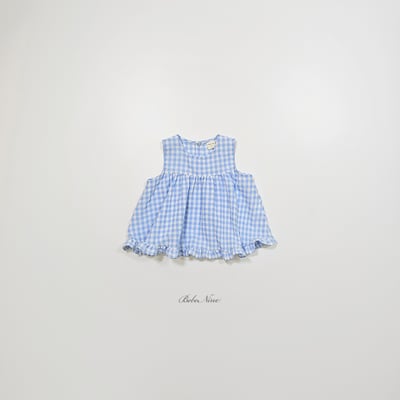 bebe nine14  (65cm-115cm) 3色格子摺邊雪紡衫5