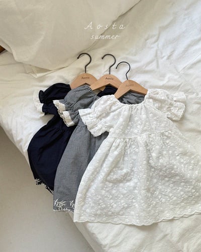 AOSTA16｜(6m-5y) 3款蕾絲泡泡袖洋裝5