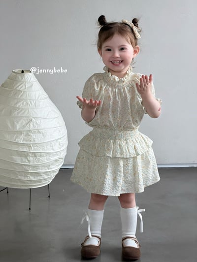 JE715｜(80-110cm) 小碎花縮口袖套裝3