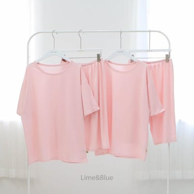 LIME&BLUE30｜(55-118cm MOM-DAD)  透氣素色親子套裝16