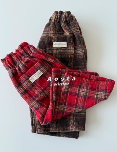 AOSTA31｜(6m-5y) 格紋直筒長褲3