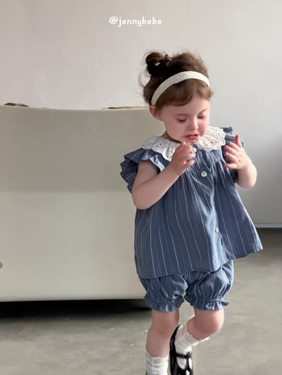 JE724｜(80-110cm) 蕾絲領線條套裝10