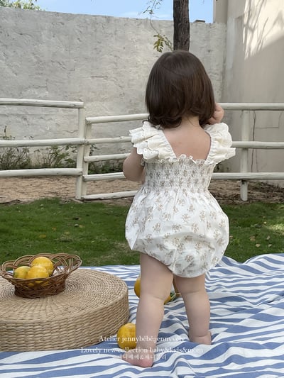 JE20｜(66-120cm) 無袖抓皺碎花包屁衣/洋裝10