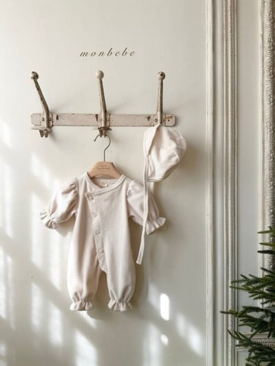 MONBEBE52｜(0m-6m) 4色貴氣排釦連身衣6