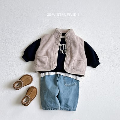 vivid86｜(78cm-125cm) 雙口袋立領刷毛背心10