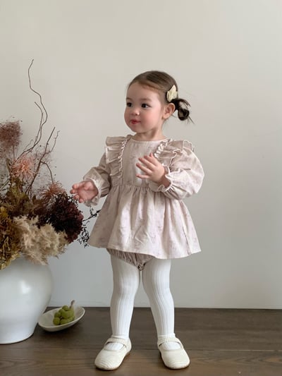 JE619｜(66cm-90cm) 燈芯絨碎花荷葉包屁衣5