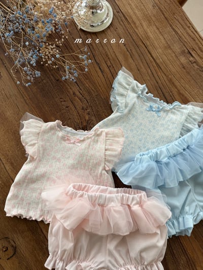 Marron02｜(3m-18m) 蕾絲小碎花套裝2