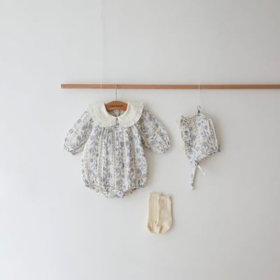 LEMONADE19｜(55cm-85cm) 2色翻領碎花包屁衣19