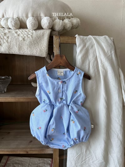 thelala46｜ (0m-18m) 花卉細條紋包屁衣9