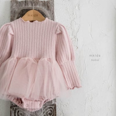 M-KIDS02｜(55-80cm) 2色羅紋捲邊薄紗綁帶包屁衣16